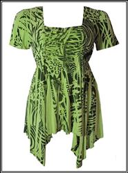 Green and Black Sublimation Pixie-Hem Top