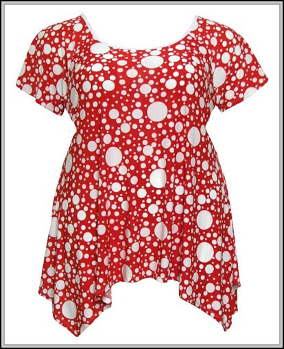 Playful in Red -n- White Dots Pixie-Hem Top