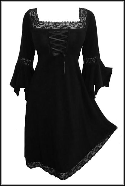 Plus-Size Renaissance Corset Dress in Classic Black