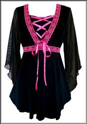 Black and Pink BEWITCHED Corset Top