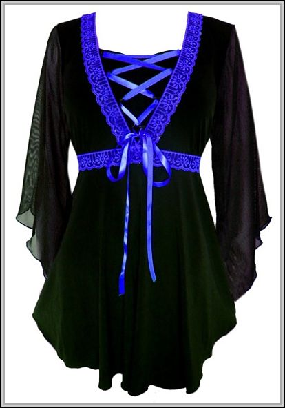 Black and Royal Blue BEWITCHED Corset Top