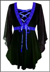 Black and Royal Blue BEWITCHED Corset Top