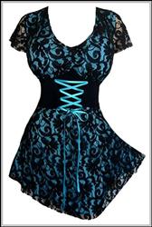 Sweetheart in Lace Turquoise / Black Corset Top