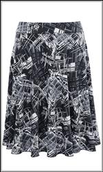 Black n Gray Abstract Midi Skater Skirt
