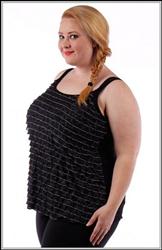 Black Tiered Front and Laced Back Sleeveless Tank Top