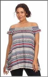 Boho-Chic Casual Off-Shoulder Plus-Size Top