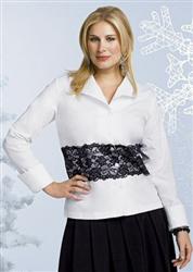 JMS Elegant White n' Black Floral Lace Blouse 