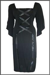 Sultry Black Goddess Corset Maxi Dress