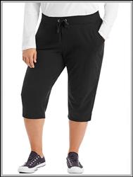 Black JMS French Terry Capris with Slash Pockets