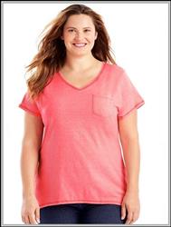 Neon Pinkpop Heather JMS X-Temp V-Neck Pocket Tee-Shirt 
