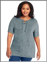 Dada Grey Space Dyed JMS Lace-Up Tunic Top