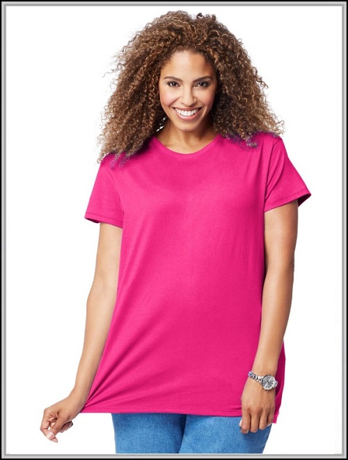 Pink Amaranth Cotton Jersey Short-Sleeve Scoop-Neck Tee
