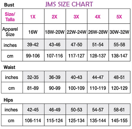 JMS Size Chart