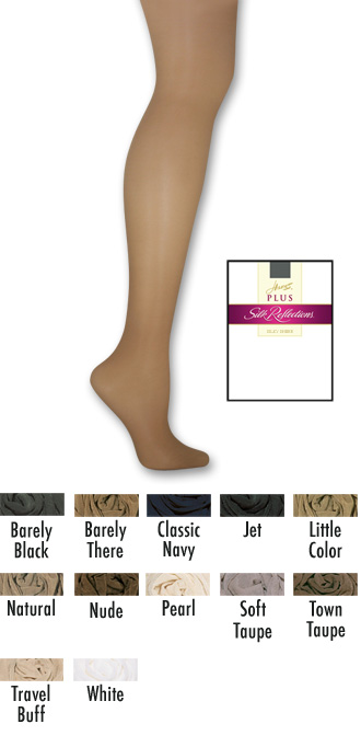 Pantyhose - Hanes - Silk Reflections Sheer Plus Control Top Enhanced Toe  (3-Pairs in Sizes PetitePlus to 5Plus)