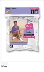 Socks - Hanes Her Way White LoCut Cushion Comfort in Larger Sizes 8-12 (6-Pair) 