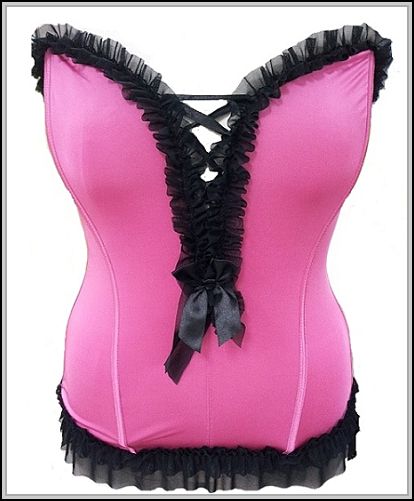 Lingerie - Pink Microfiber Bustier with Boning in Plus-Sizes