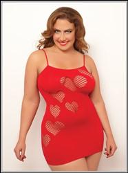 Lingerie - Valentine Red Seamless Chemise in Plus-Sizes
